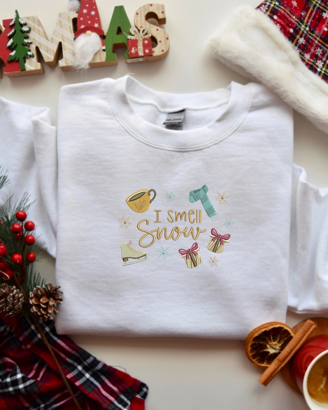 I Smell Snow Embroidered Crewneck