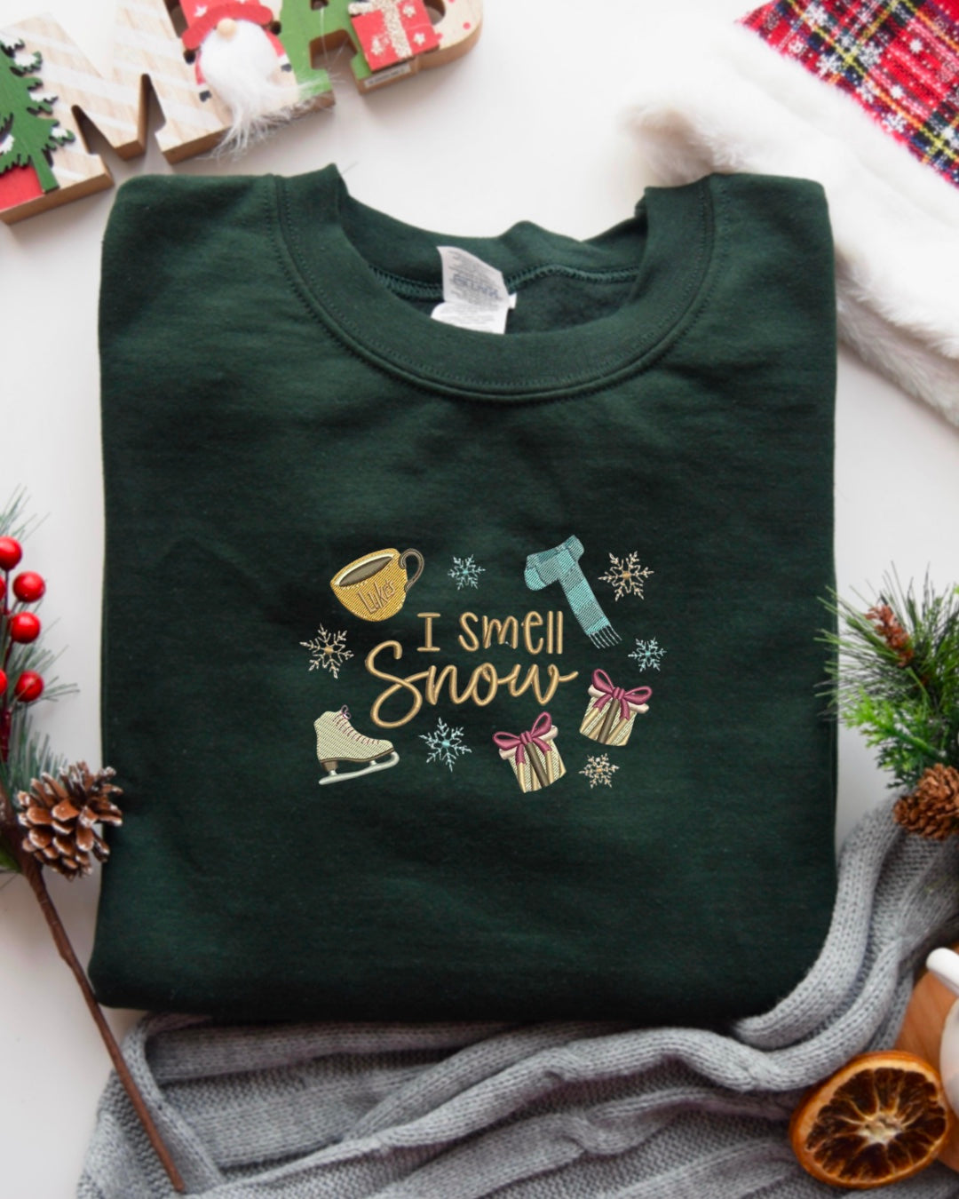 I Smell Snow Embroidered Crewneck
