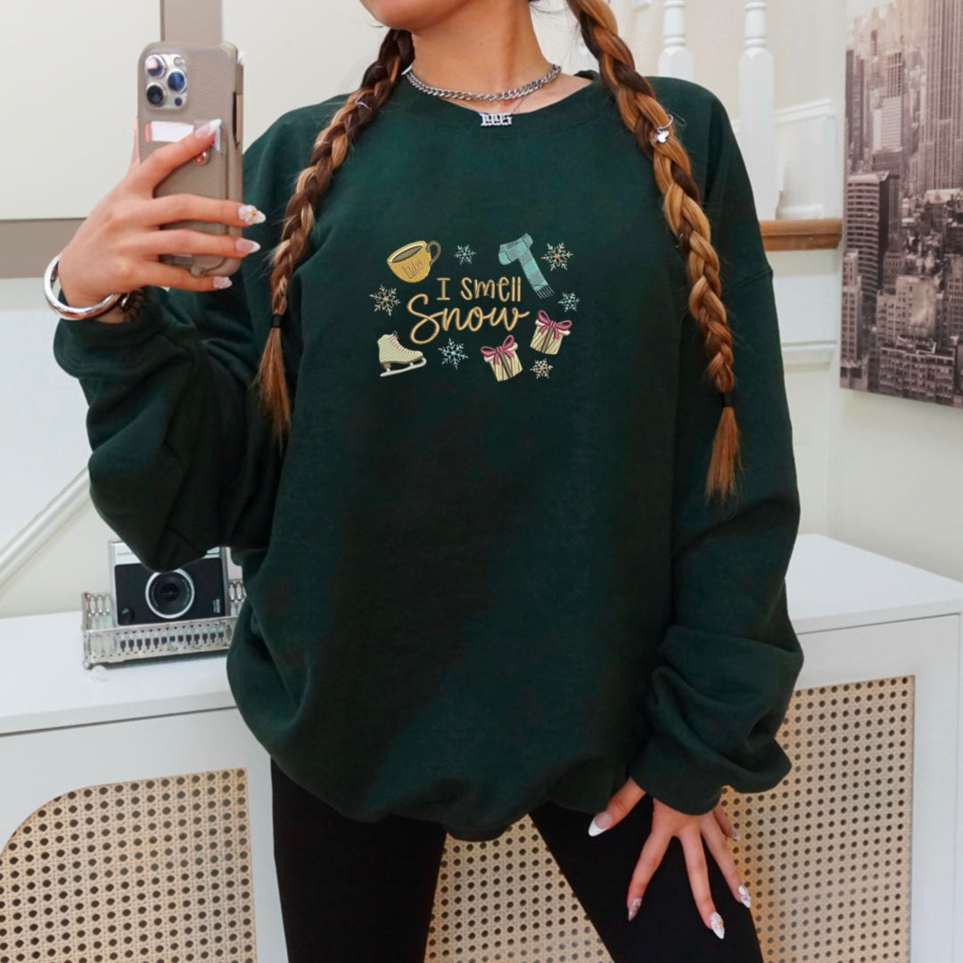 I Smell Snow Embroidered Crewneck