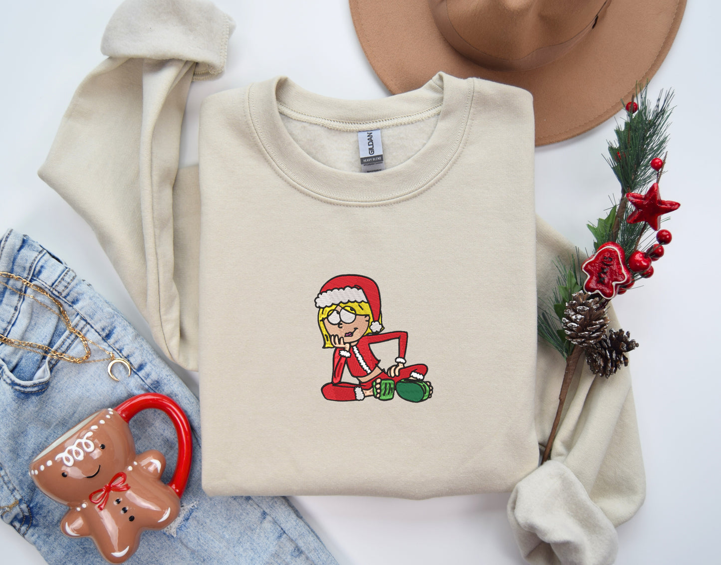 Lizzie Mcguire Santa Hat Embroidered Crewneck