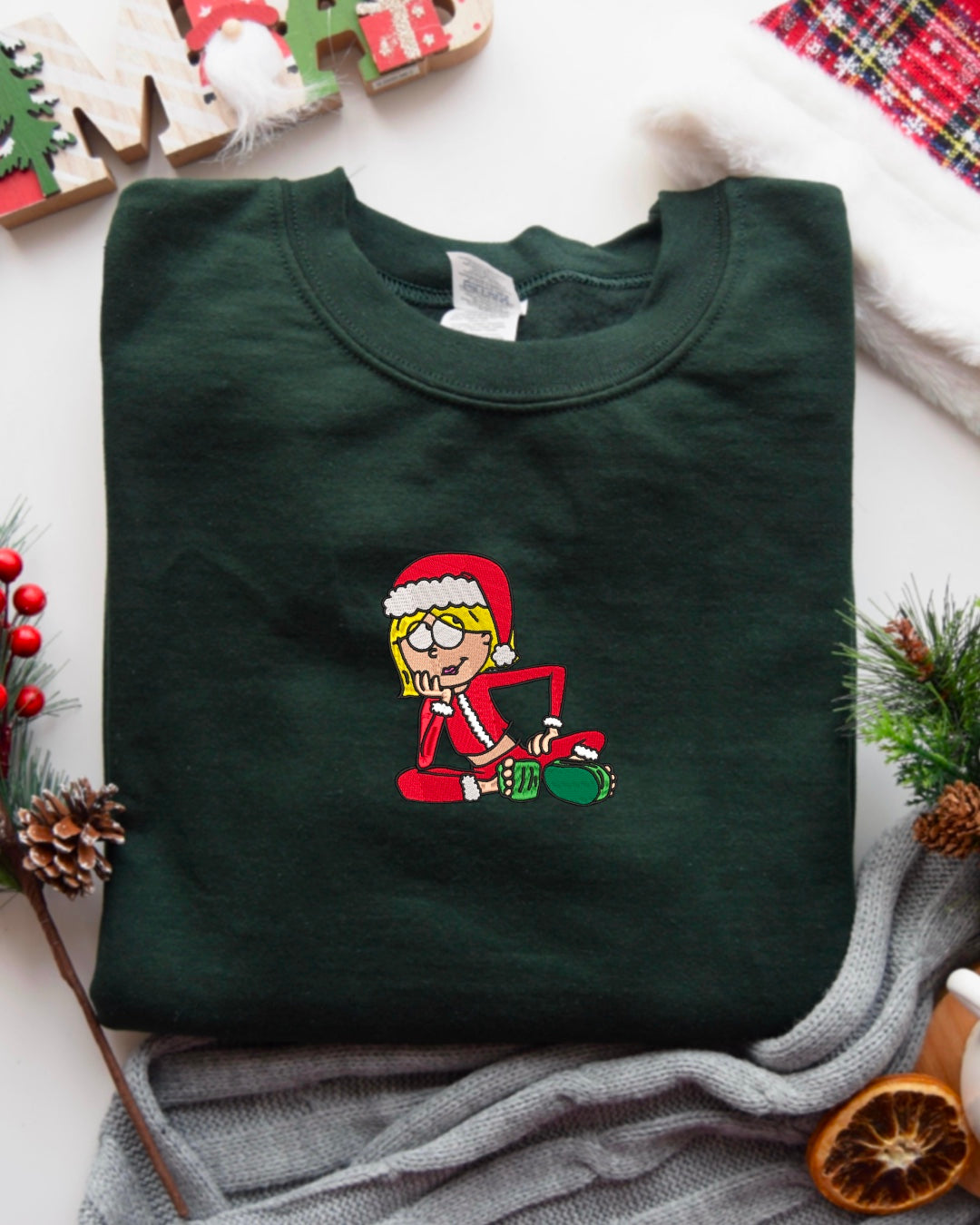 Lizzie Mcguire Santa Hat Embroidered Crewneck
