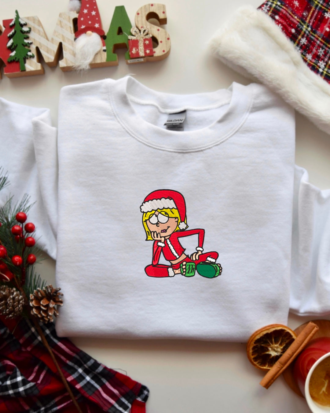 Lizzie Mcguire Santa Hat Embroidered Crewneck