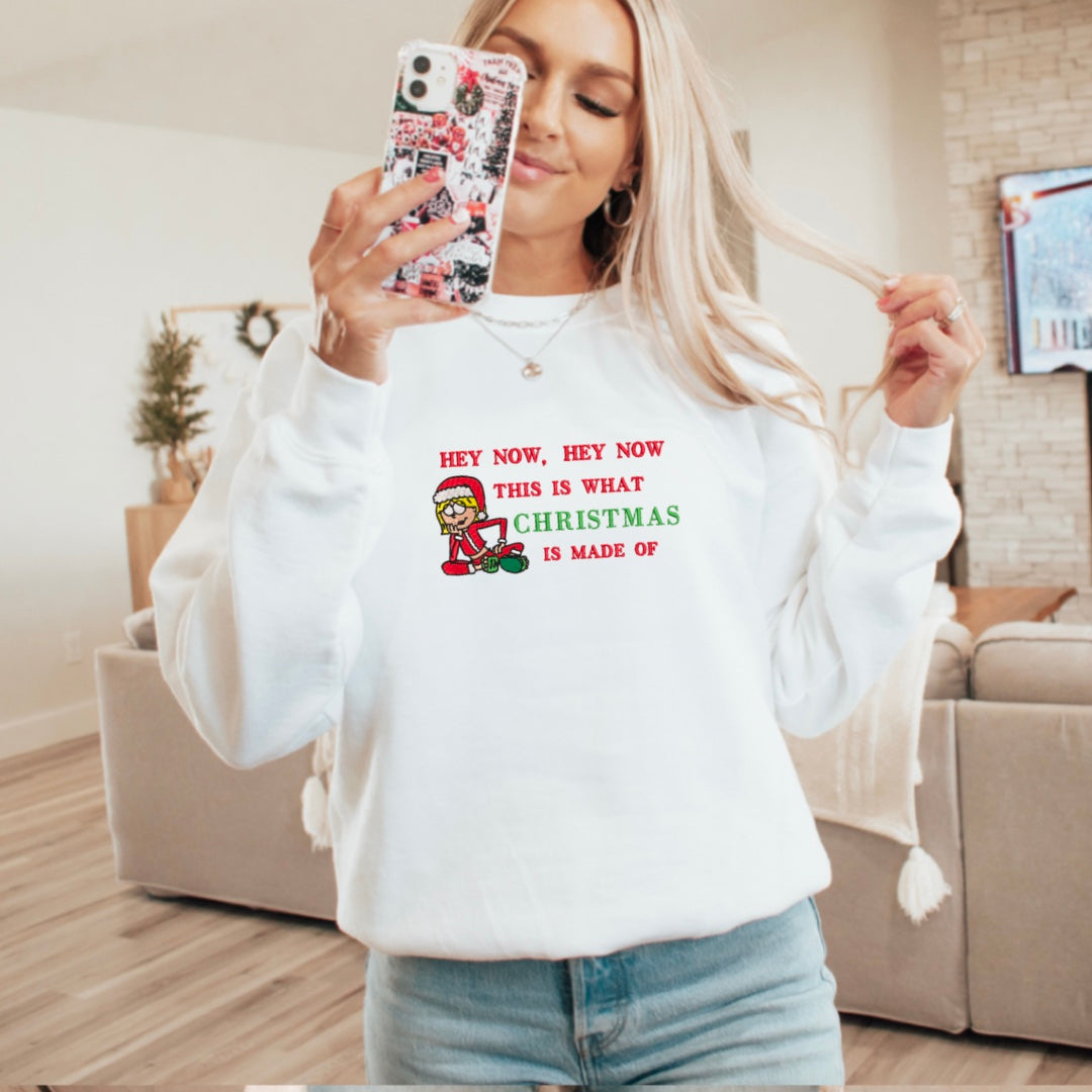 Hey Now, Hey Now Lizzie Mcguire Christmas Sweater (Embroidered Crewneck)