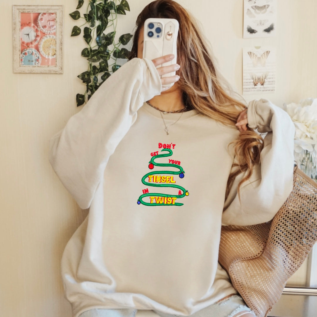 Don’t Get Your Tinsel in a Twist Embroidered Crewneck