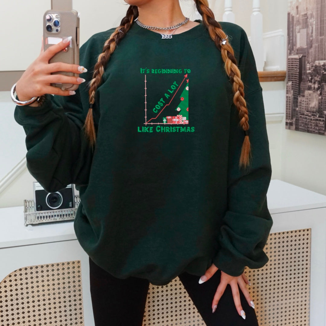It’s Beginning To Cost A Lot Like Christmas Embroidered Crewneck
