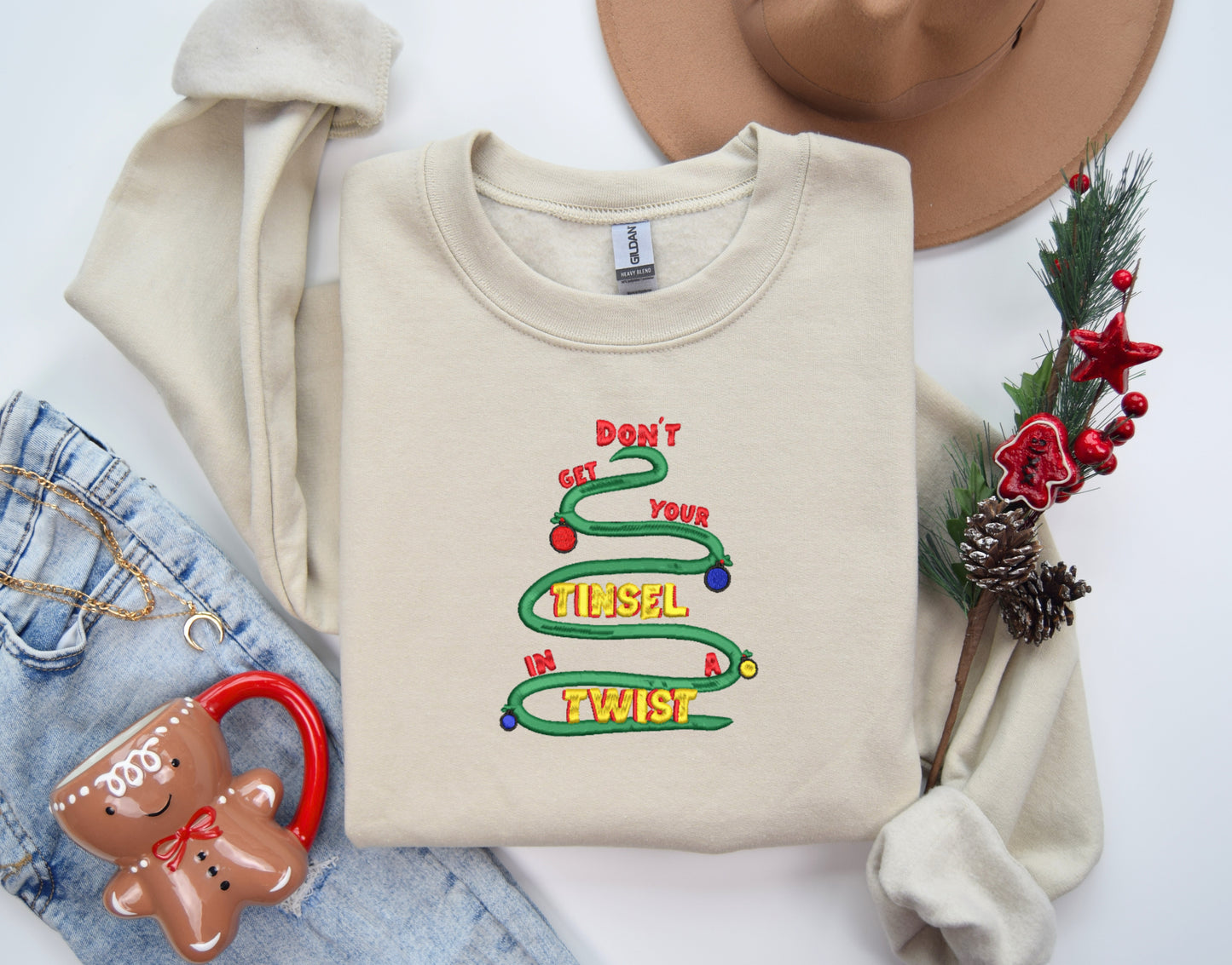 Don’t Get Your Tinsel in a Twist Embroidered Crewneck