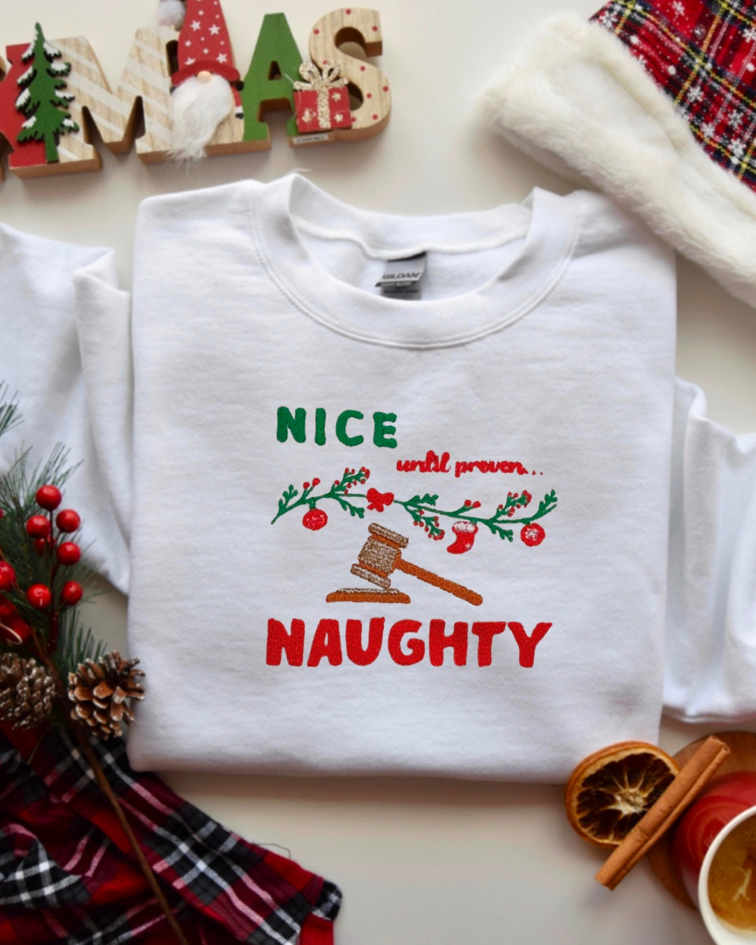 Nice until Proven Naughty Embroidered Crewneck