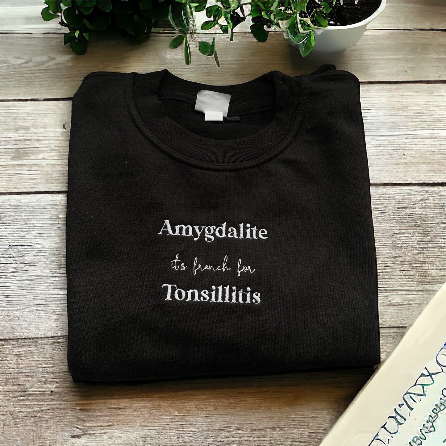 One Day- Amygdalite is French for Tonsilitis (CREWNECK)