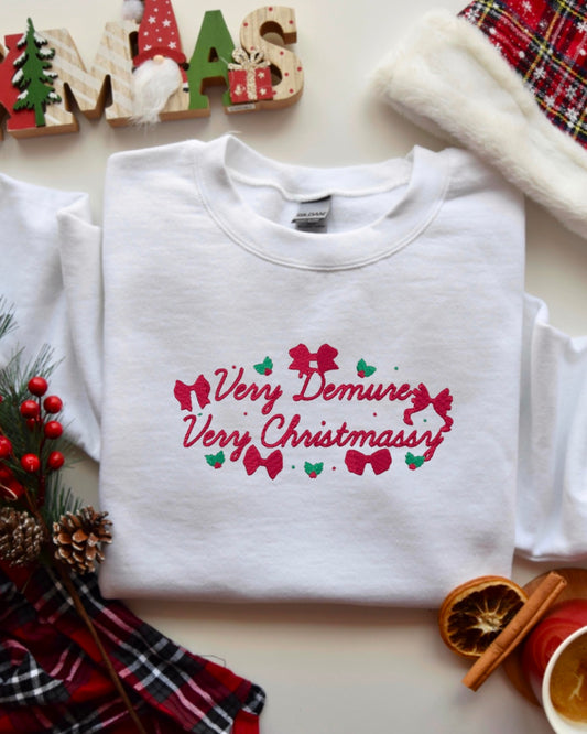 Very Demure Very Christmassy Embroidered Christmas Sweater