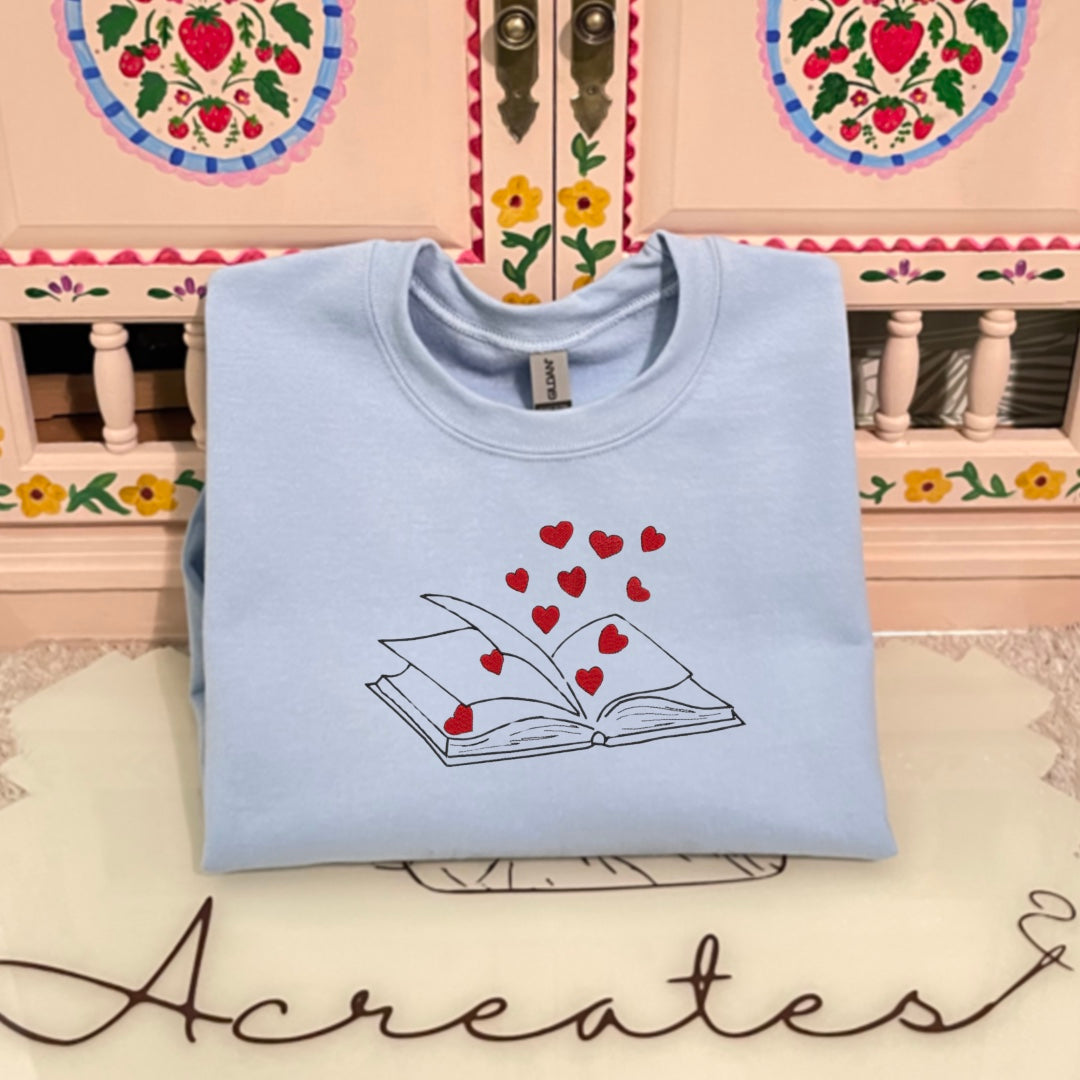 Book Lover Embroidered Crewneck